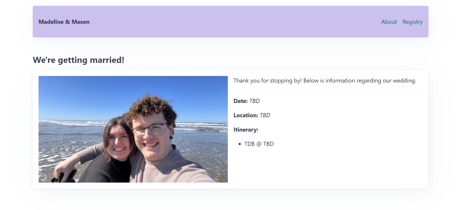 Wedding Website Screenshot